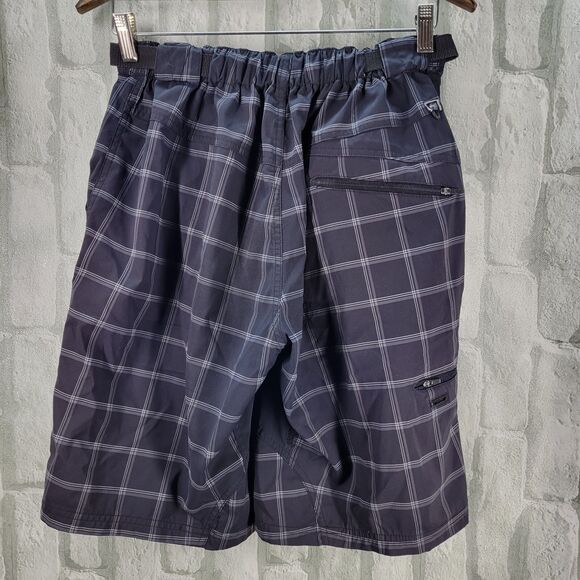 Zoic MTB Shorts Cargo Belted Stretch Waist Black Plaid Mens Medium Baggy Loose - Picture 7 of 9